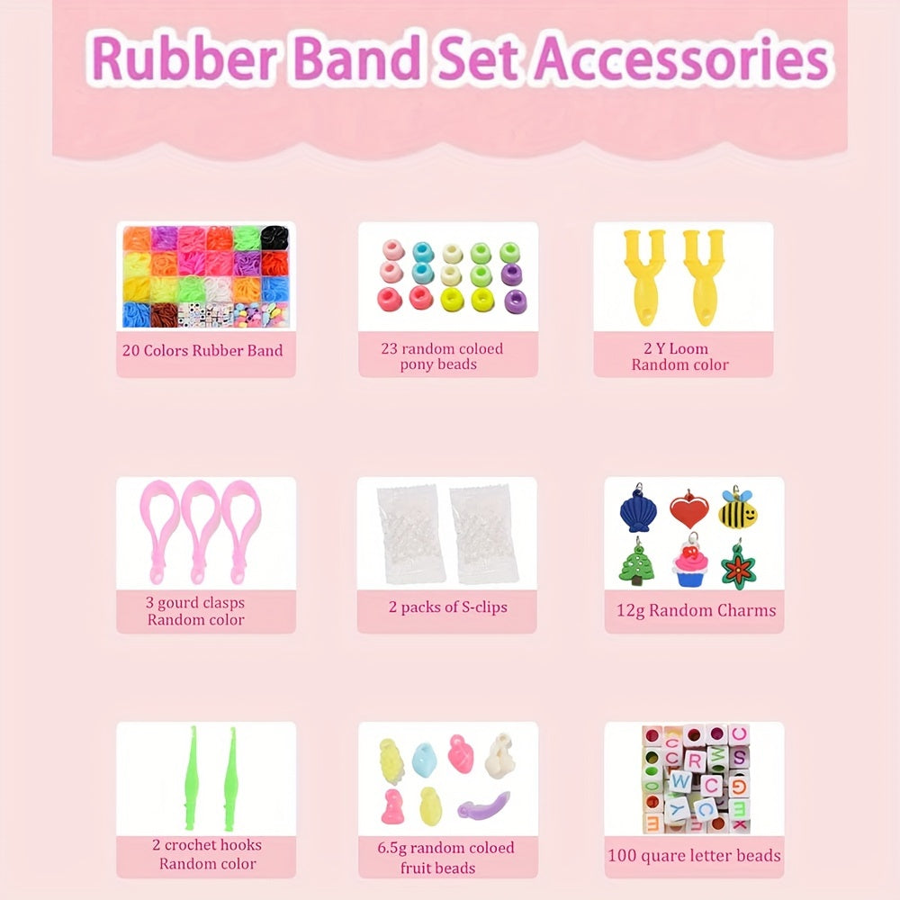 20 Colors Rubber Bands DIY Kit Women Girls Hair Styling Supplies