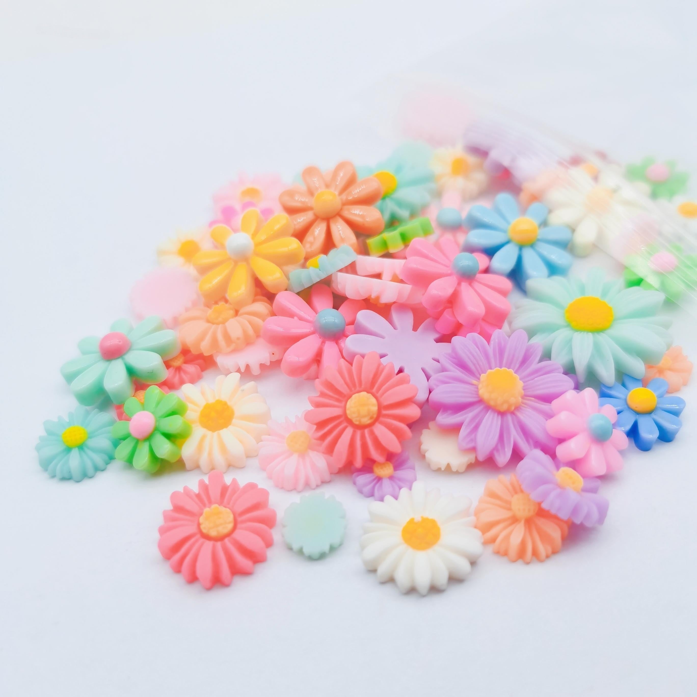 50pcs Flower Resin Daisy Sunflowers Cabochons DIY Scrapbooking