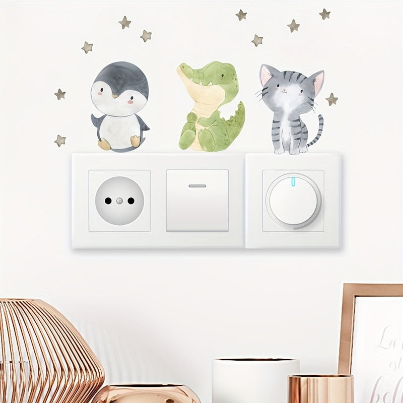 6pcs Kids Room Cartoon Animal Stickers for Fun Decor