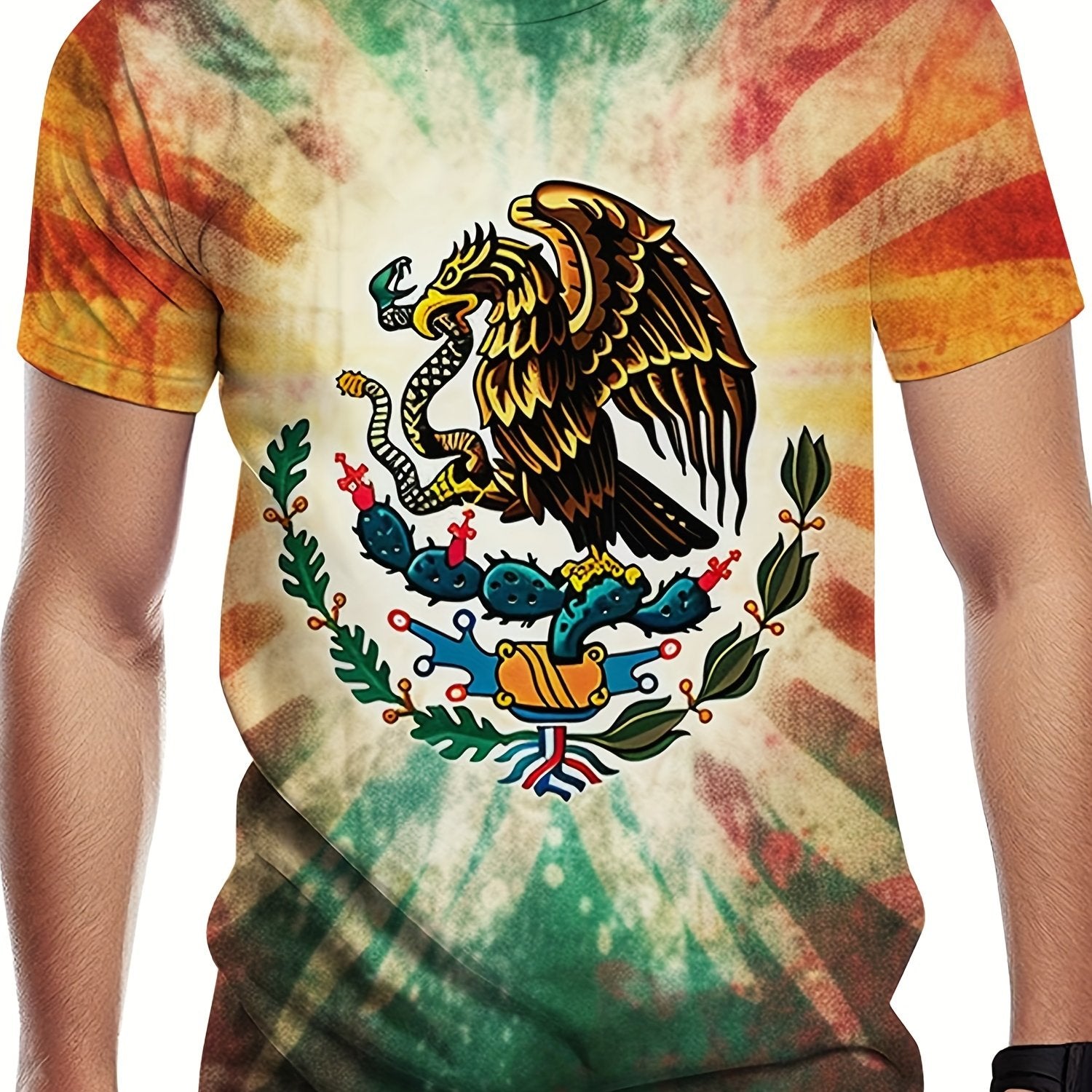 Eagle And Snake Print Men's Graphic Tee for Summer