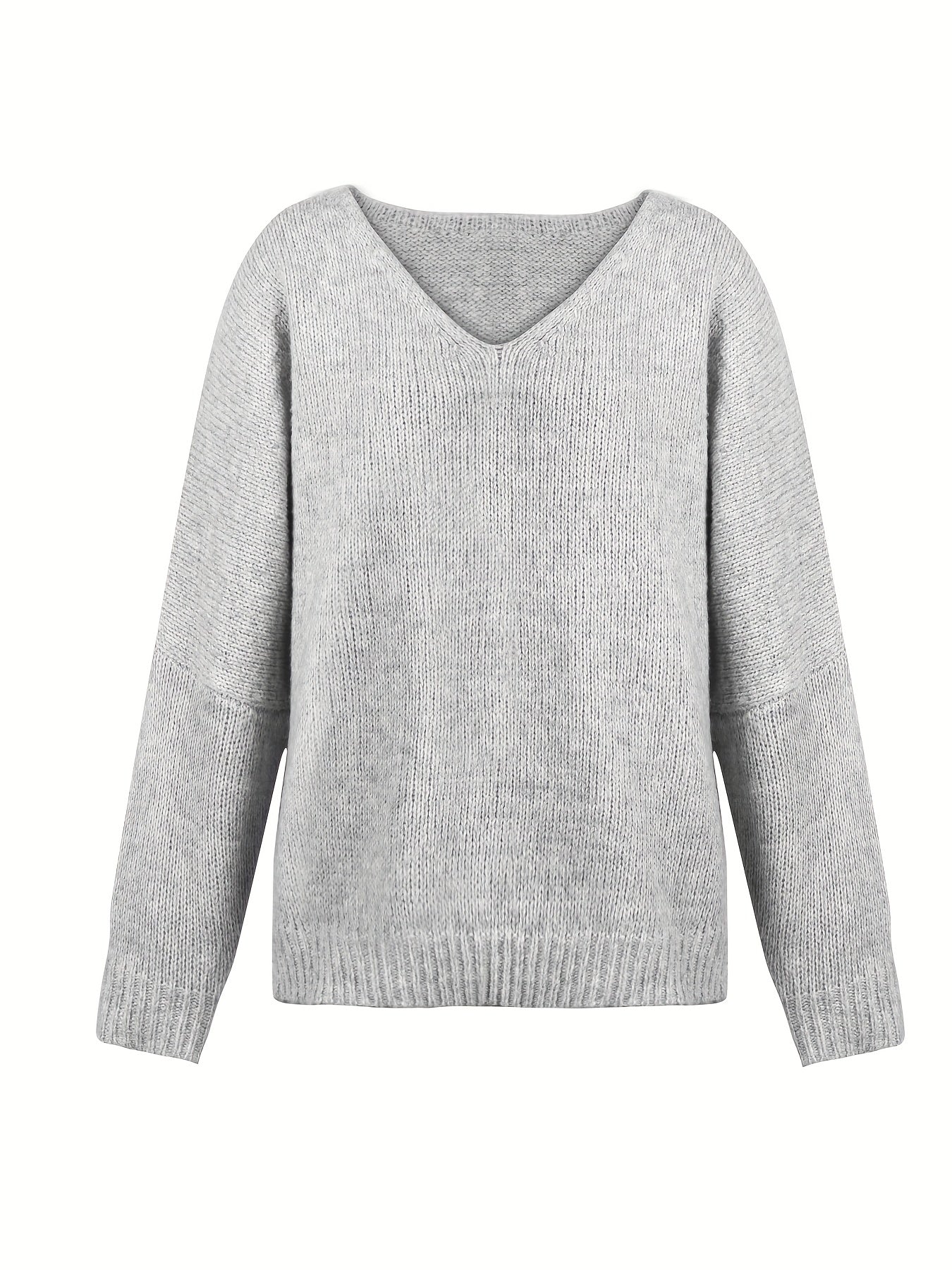 Classic V Neck Knit Sweater Long Sleeve