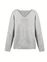 Classic V Neck Knit Sweater Long Sleeve