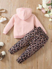 Girls Leopard Print Hoodie & Sweatpants Set