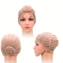 Solid Twist Turban Cap Elastic Pre-tied Head Wrap Casual Bonnet Women Hijab Hat