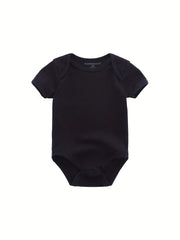 Summer Solid Short Sleeve Baby Bodysuit Cotton Soft 0-12Months Unisex