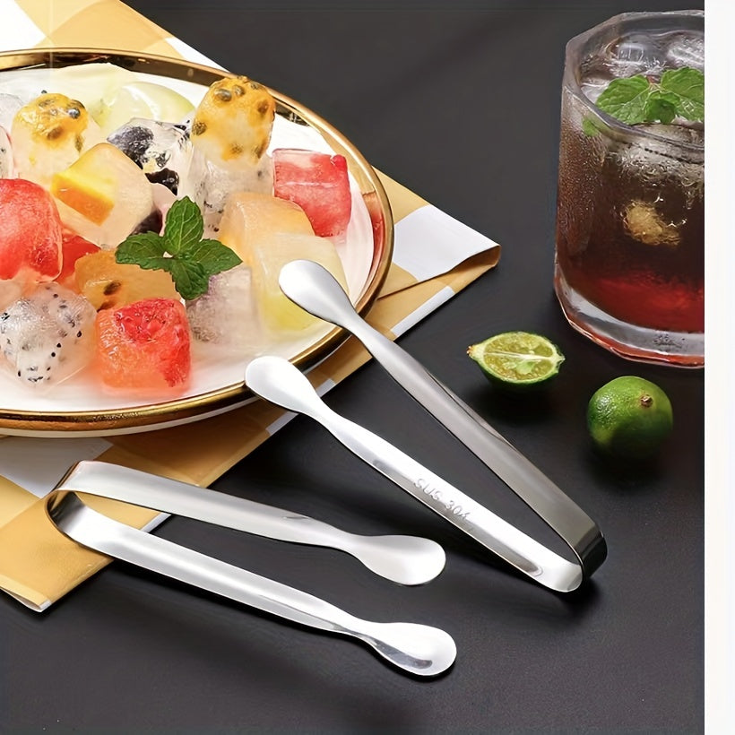 3pcs Stainless Steel Ice Tongs for Bars Pubs Durable Home Kitchen Accessory