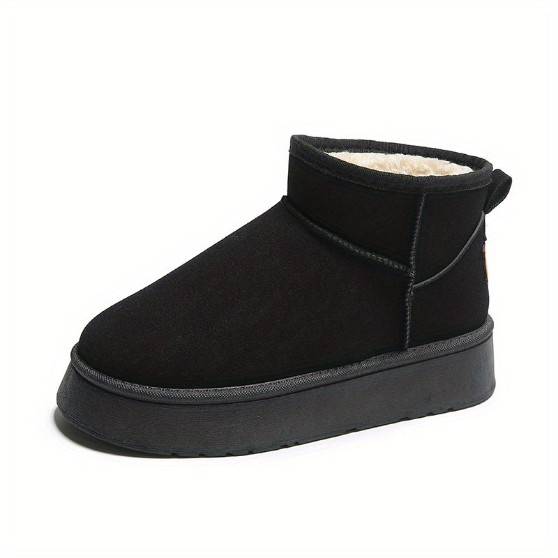 Women's Plush Lined Ankle Boots Platform Slip On Snow Boots
