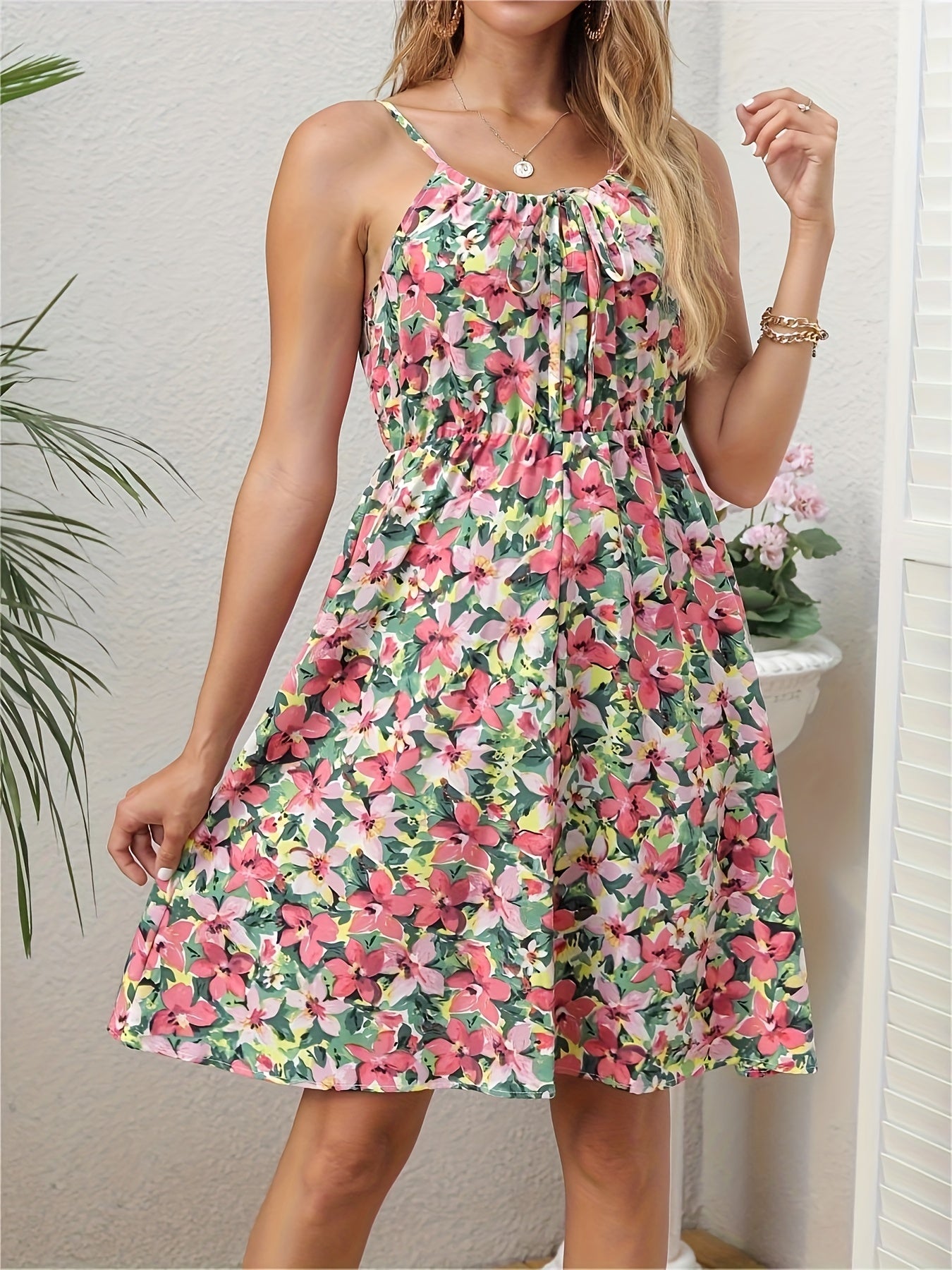 Floral Print Cami Dress Sleeveless Casual Dress