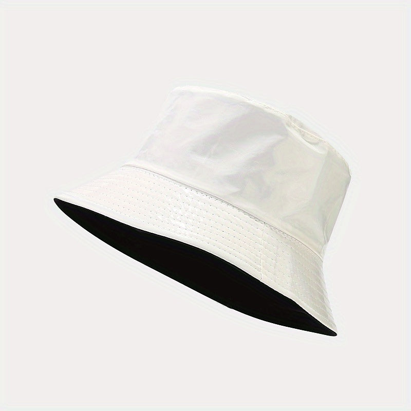 Unisex Candy Bucket Hat Leather Waterproof Fisherman Cap