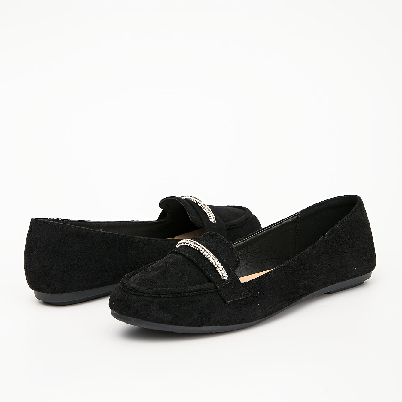 Women's Rhinestone Suede Flats Slip-On Ballet Shoes