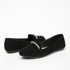 Women's Rhinestone Suede Flats Slip-On Ballet Shoes