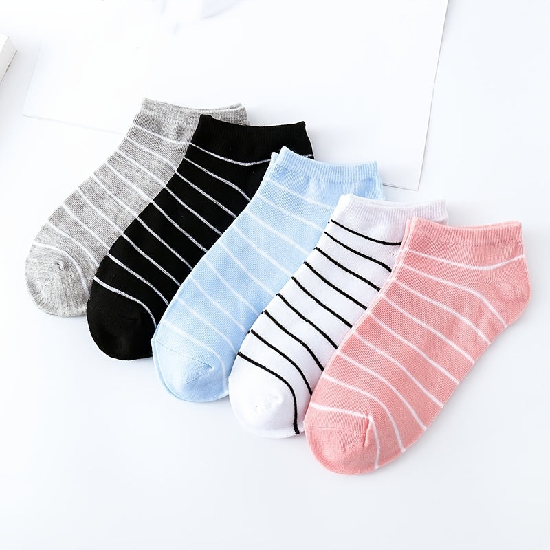 Striped Cotton Blend Ankle Socks Women's Stockings