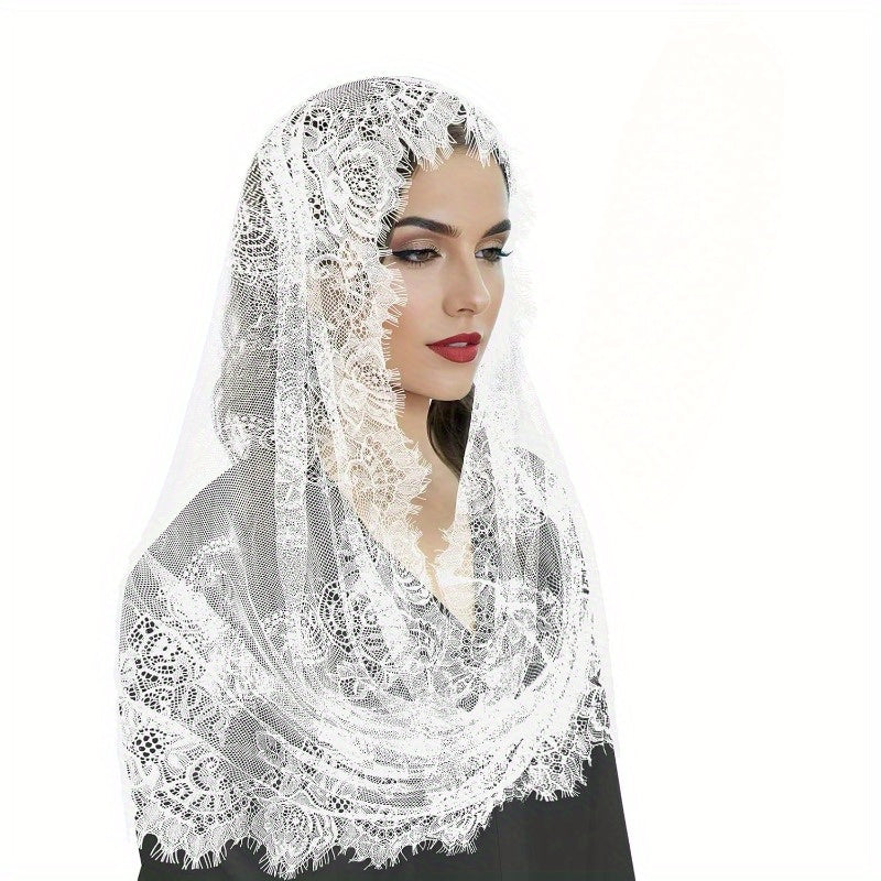 Lace Veil Soft Floral Design for Church Weddings