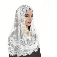 Lace Veil Soft Floral Design for Church Weddings