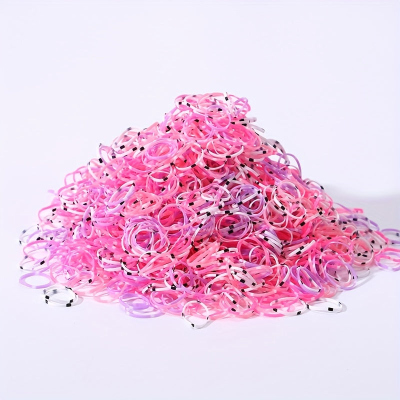 1000pcs Mini Colorful Elastic Rubber Hair Ties Set for Girls