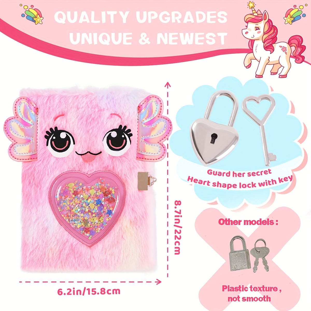 Girls' Diary with Lock and Key School Travel Notebook Gift Set