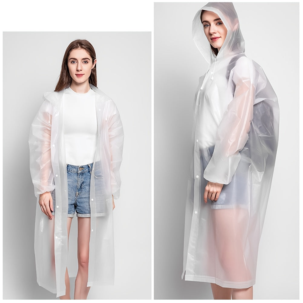 Waterproof Reusable Raincoat with Adjustable Hood for Outdoor Activities