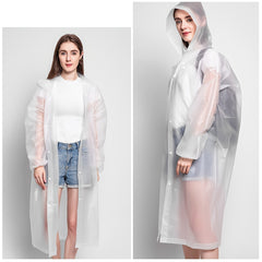 Waterproof Reusable Raincoat with Adjustable Hood for Outdoor Activities