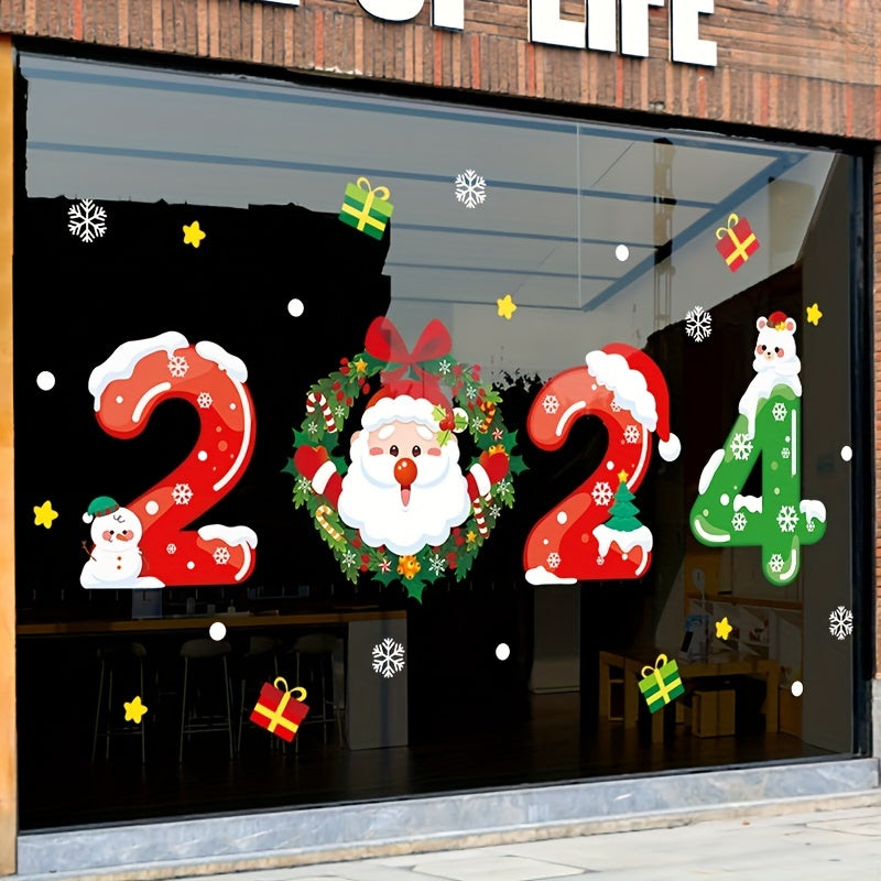 Christmas Wall Stickers Glass Door Santa Claus Window Stickers