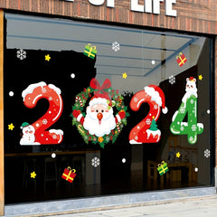 Christmas Wall Stickers Glass Door Santa Claus Window Stickers