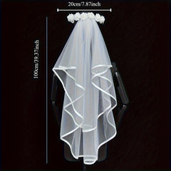 Rose Headdress Bridal Veil Hair Accessory for Banquets & Parties