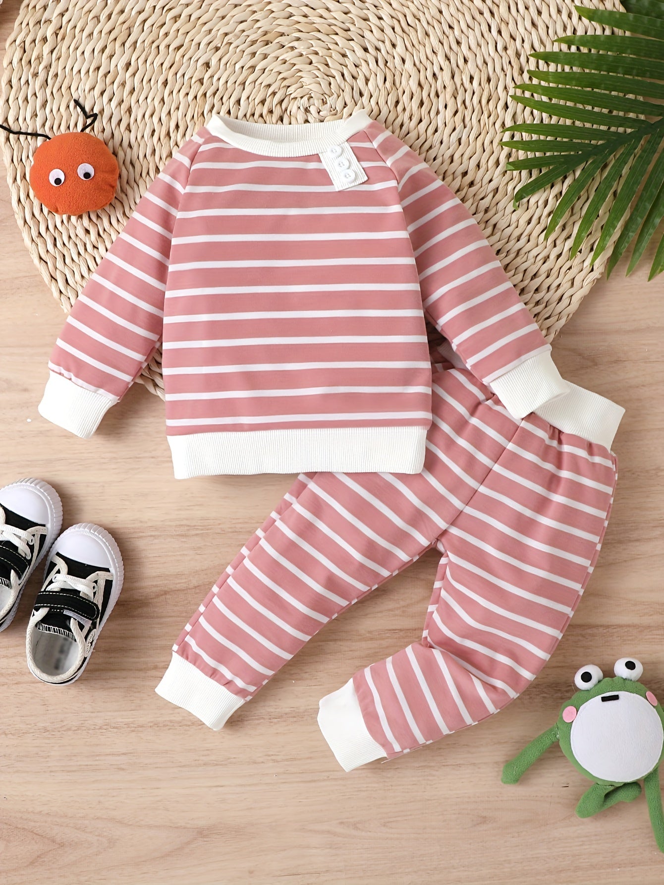 Toddler Striped Long Sleeve Pullover Tops & Pants Set