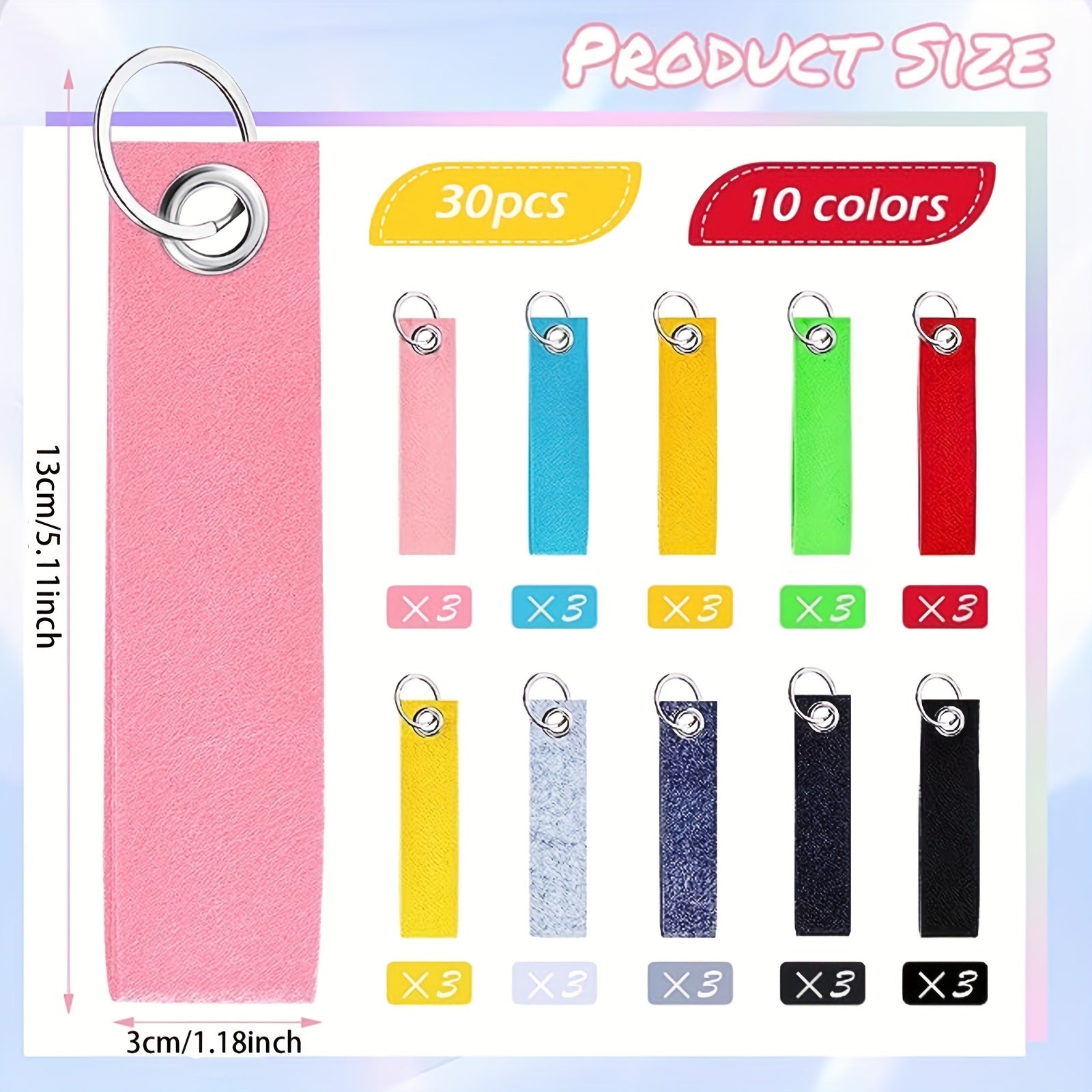Colorful Felt Keychains with Steel Keychains - DIY Keychain Kit
