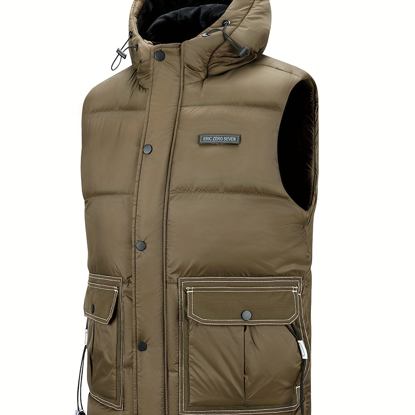 Men's Warm Hooded Winter Vest with Big Pockets