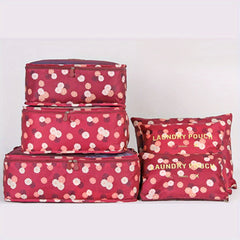 6 Pc Flower Pattern Bag Sets Travel Luggage Bags Dustproof Bags