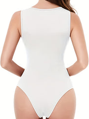 Sleeveless Scoop Neck Bodysuit Slim Fit Stretch Top