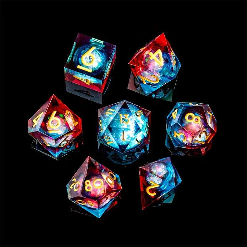 7pcs Resin Liquid Core Dice Set for Role Playing Board Game