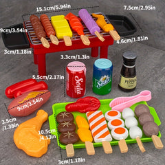 27pcs Kitchen Playset BBQ Pretend Play Food with BBQ Grill Kitchen Accessories