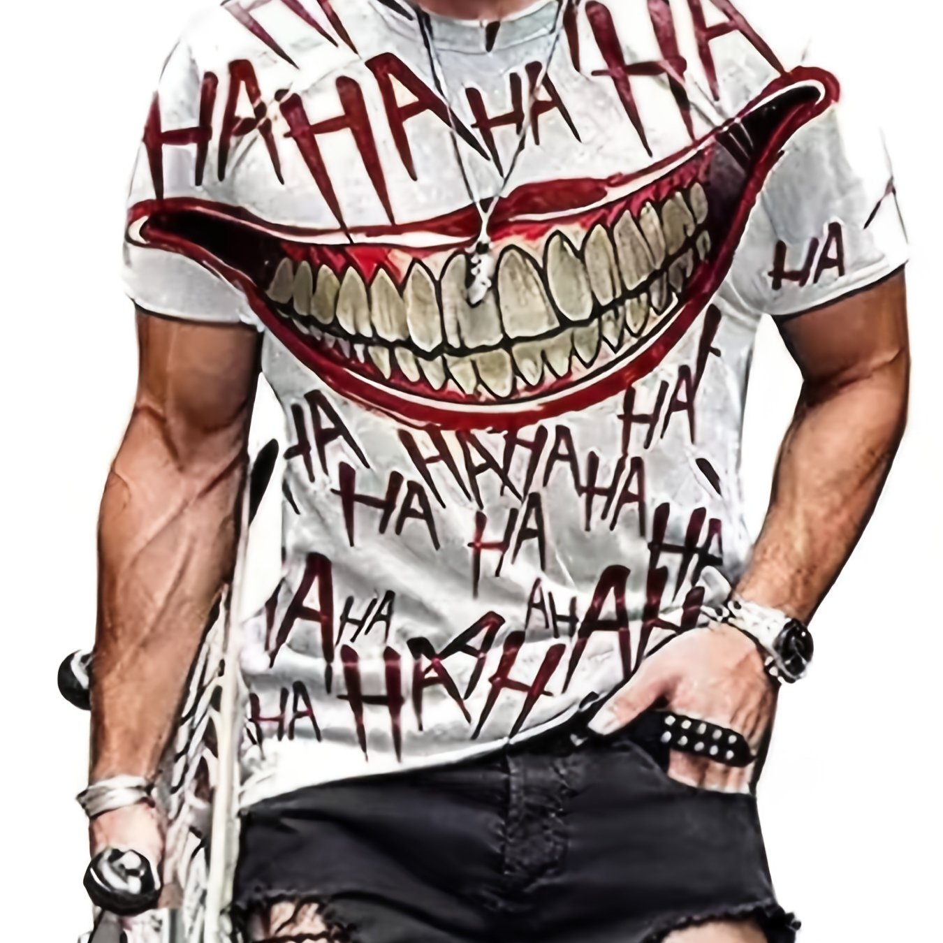 Men's Breathable Funny Mouth Print T-Shirt