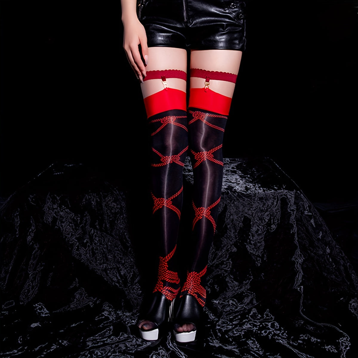 Strappy Thigh High Socks Halloween Cosplay Over The Knee Stockings
