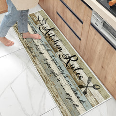 Vintage Anti Fatigue Kitchen Rug Absorbent Non Slip Stain Resistant Waterproof