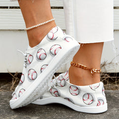 Baseball Print Women's Canvas Shoes Lightweight Sneakers