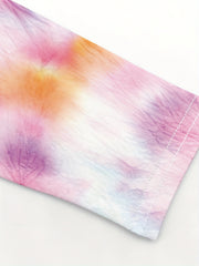 Girls Tie Dye Fleece Leggings Footless Tights Anti-Mosquito Pants
