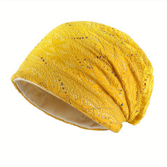 Yellow Lace Beanies Lightweight Breathable Beanie Cap Elastic Casual