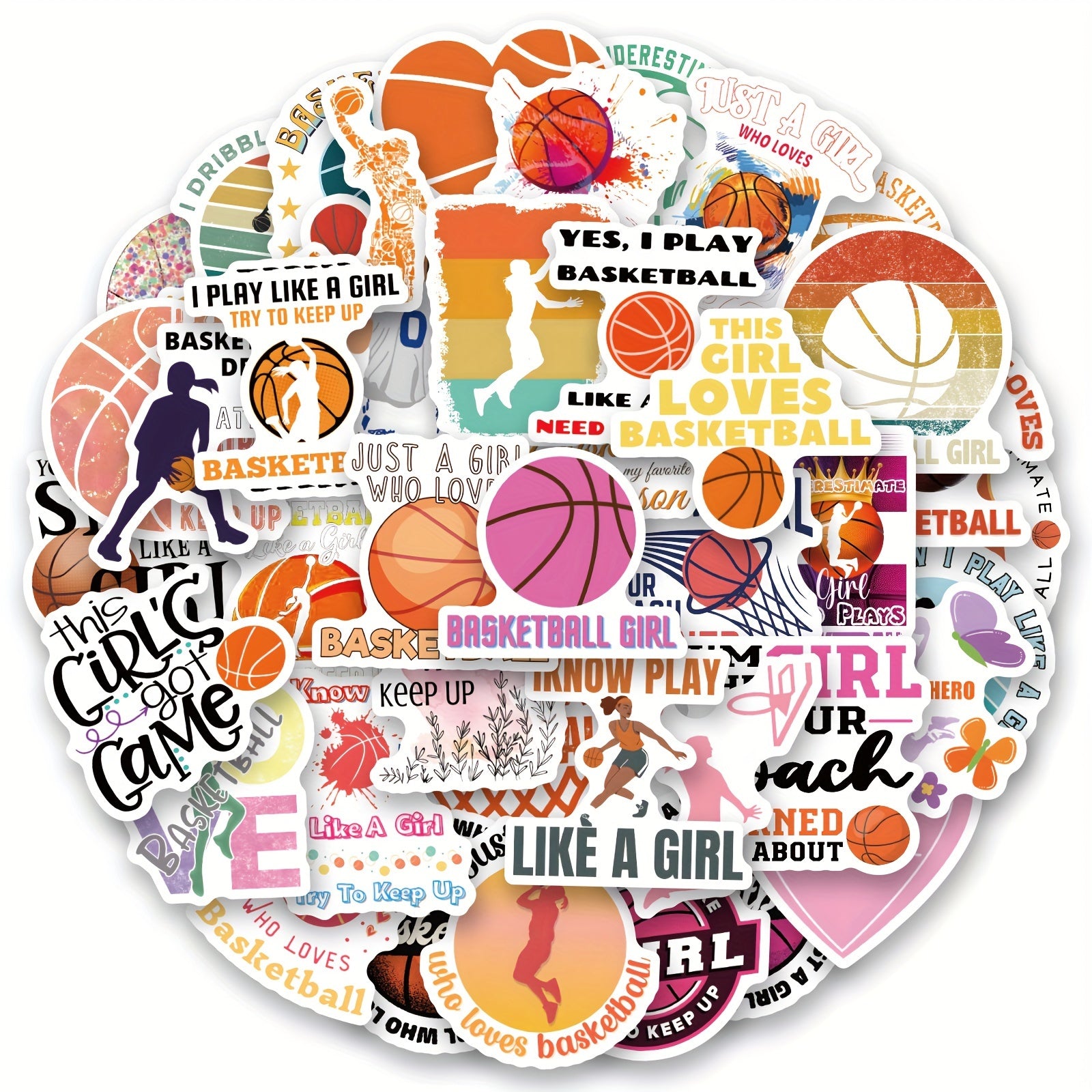 60pcs Girl Basketball Stickers Water Bottle Laptop Stickers For Girls