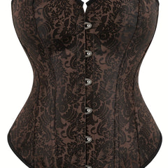Floral Jacquard Grommet Lace Up Underbust Corset