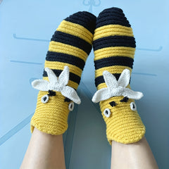 Cartoon Bee Knitted Socks Women's Stockings & Hosiery