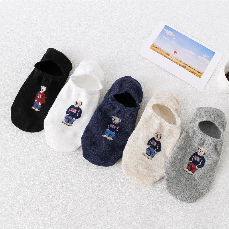 5 Pairs Cartoon Anime Short Socks Non-slip Low Cut Ankle Stockings