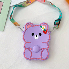 Silicone Bear Coin Purse Bubble Toy Crossbody Bag