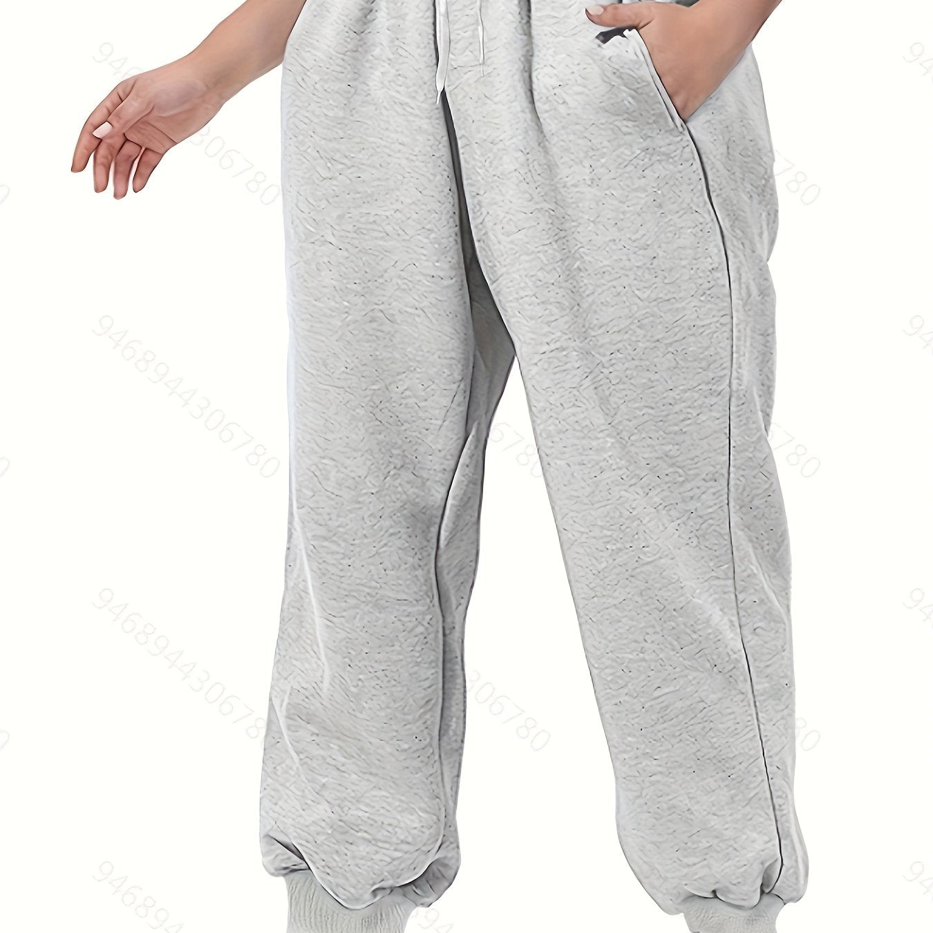 Sports Pants Women's Plus Elastic Tie Waist Joggers With Pockets