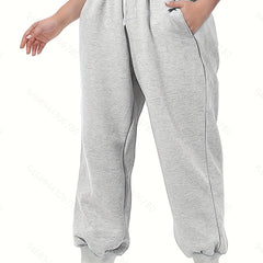 Sports Pants Women's Plus Elastic Tie Waist Joggers With Pockets
