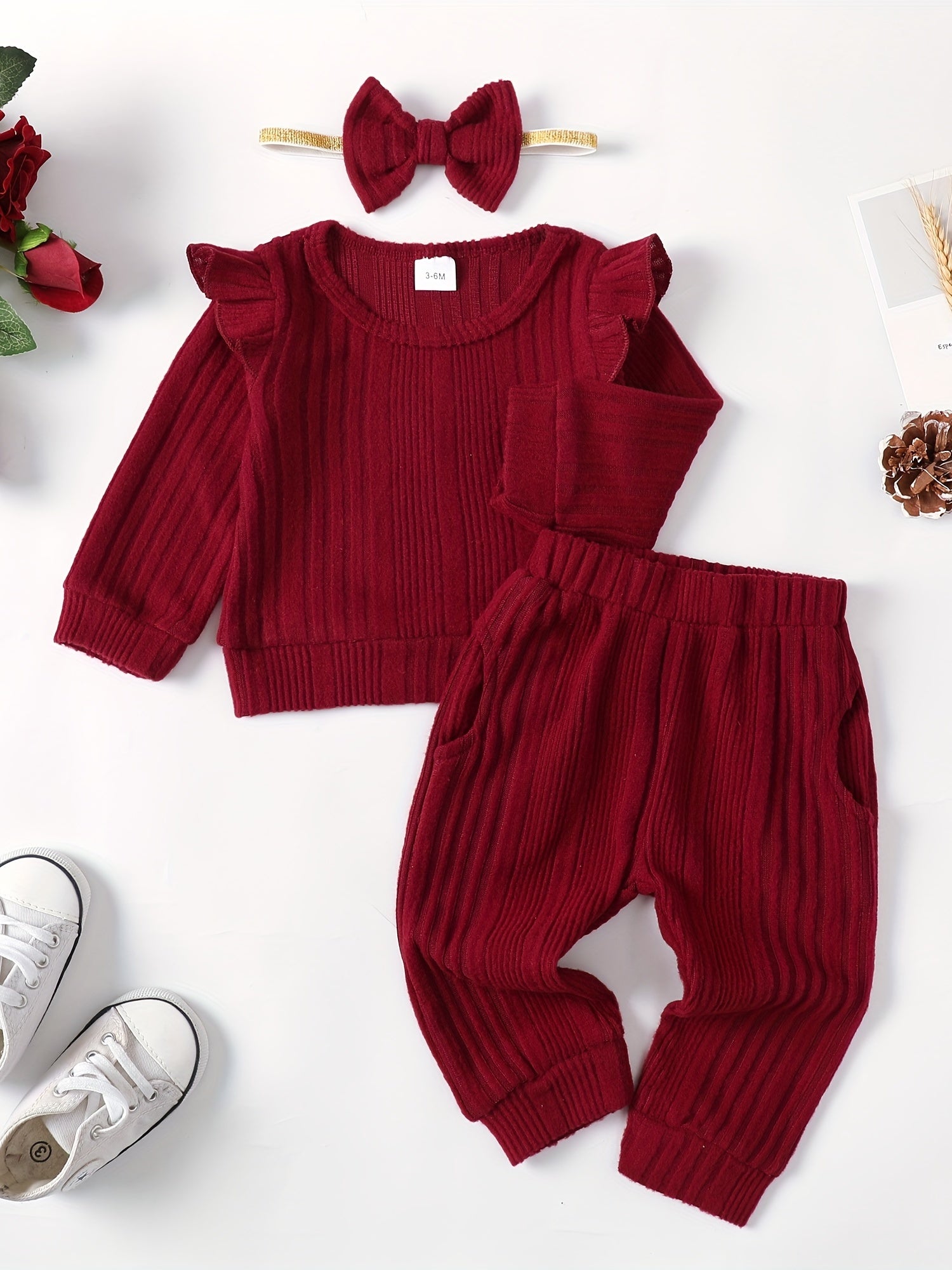 Baby Girls Pullover Sweatshirt Ruffle Sleeve Tops Pants