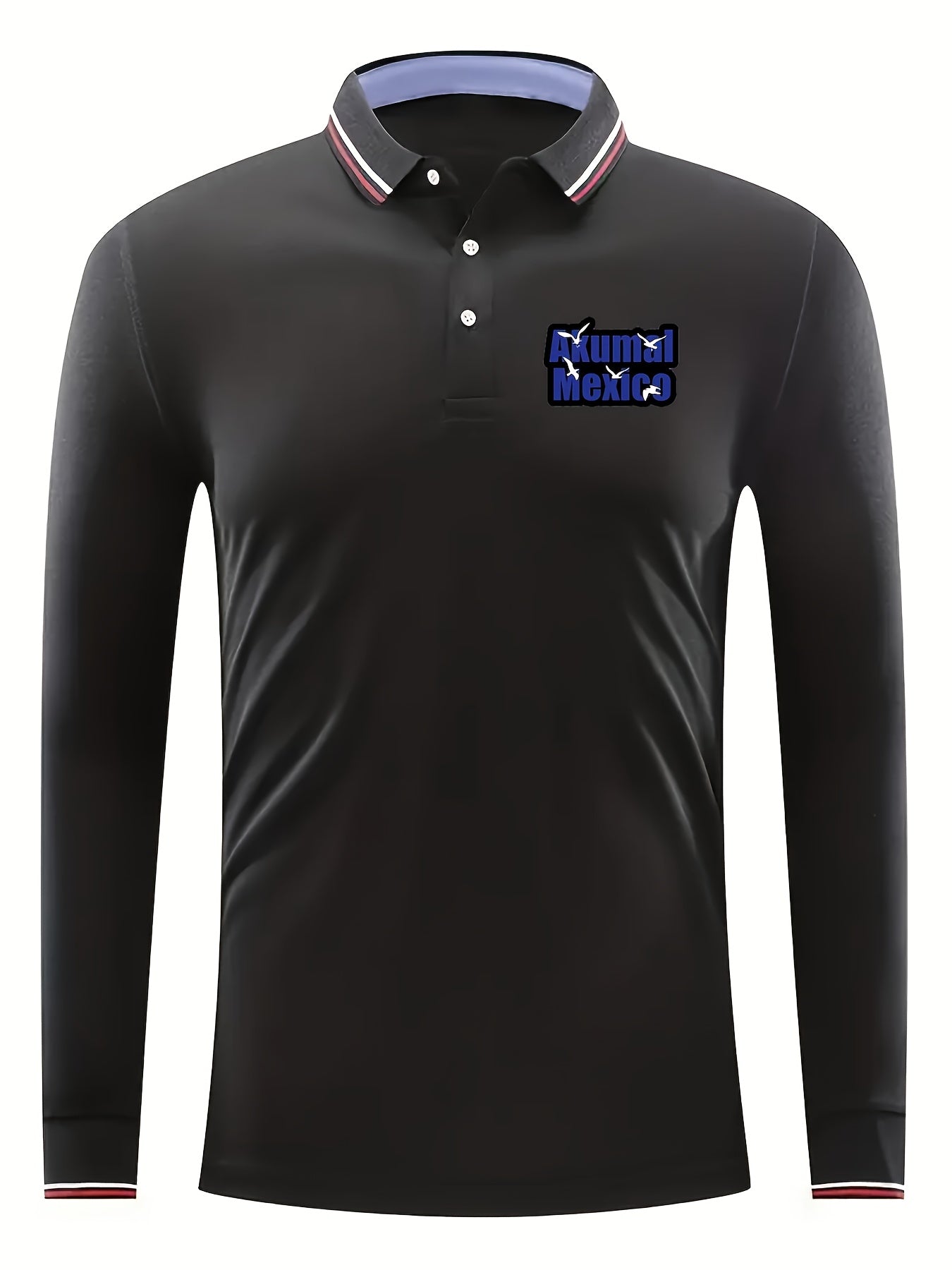 AKUMAL MEXICO Men's Custom Fit Long Sleeve Polo Shirt