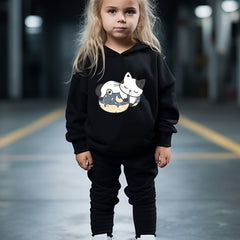 OERYUI 2pcs Sleepy Kitty Hoodies Pants Set For Kids Spring Fall