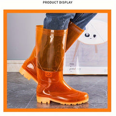 Men's Waterproof Knee Rubber Boots with Anti-Slip Sole