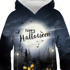 Kids Halloween Moon Print Hoodie - Boy's & Girl's